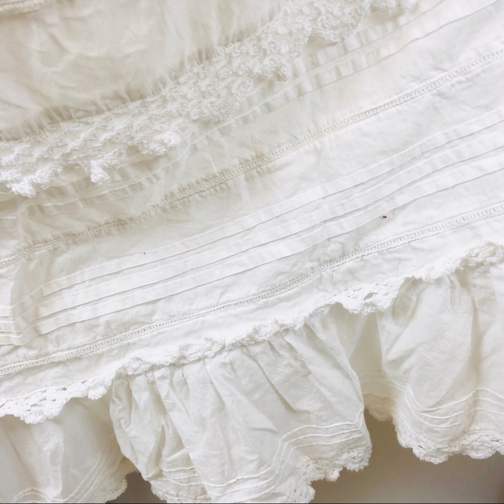 White eyelet cotton boho prairie maxi skirt - Picture 3 of 5